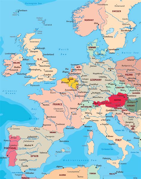 map of western europe with cities